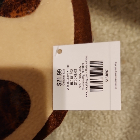 Hobby Lobby Sloth Stocking with Brown Accents - Picture 2 of 3